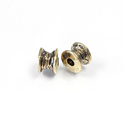 Metalized Plastic Engraved Bead - Fancy 10x8MM ANT GOLD