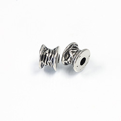 Metalized Plastic Engraved Bead - Fancy 10x8MM ANT SILVER