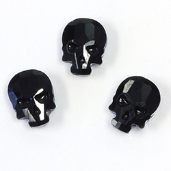 Aurora Crystal Flat Back Hot Fix Fancy Stone - Skull 10x7.5MM JET Foiled #131131