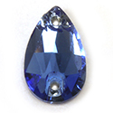 Aurora Crystal Flat Back 2-Hole Sew-on Foiled Stone - Pearshape 12x7MM SAPPHIRE #7026