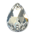 Aurora Crystal Flat Back 2-Hole Sew-on Foiled Stone - Pearshape 14x10MM CRYSTAL #0001