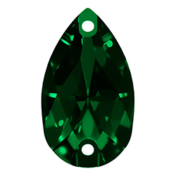 Aurora Crystal Flat Back 2-Hole Sew-on Foiled Stone - Pearshape 28x17MM EMERALD #9021