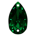 Aurora Crystal Flat Back 2-Hole Sew-on Foiled Stone - Pearshape 14x10MM EMERALD #9021