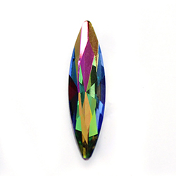 Aurora Crystal Point Back Fancy Stone Foiled - Navette Thin 15x4MM VITRAIL MEDIUM #0001VM
