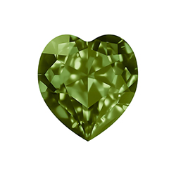 Aurora Crystal Point Back Fancy Stone Foiled - Heart 27MM OLIVINE #9032
