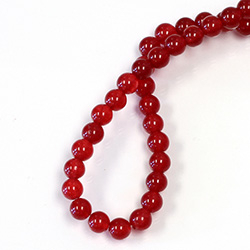 Gemstone Bead - Smooth Round 1.2MM Diameter Hole 06MM QUARTZ DYED RED