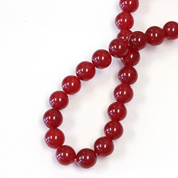 Gemstone Bead - Smooth Round 1.2MM Diameter Hole 08MM QUARTZ DYED RED