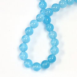 Gemstone Bead - Smooth Round 1.2MM Diameter Hole 08MM QUARTZ DYED AQUA