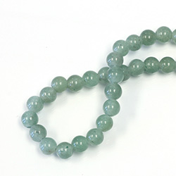 Gemstone Bead - Smooth Round 2.5MM Diameter Hole 08MM LT GREEN AVENTURINE