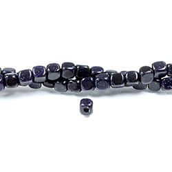 Man-made Bead - Smooth Cube 2.5MM Diameter Hole 06x6MM BLUE GOLDSTONE