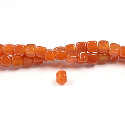 Gemstone Bead - Smooth Cube 2.5MM Diameter Hole 06x6MM CORNELIAN