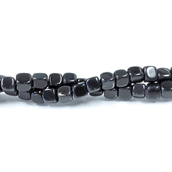 Gemstone Bead - Smooth Cube 2.5MM Diameter Hole 06x6MM BLACK ONYX