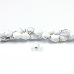 Gemstone Bead - Smooth Rice 2.5MM Diameter Hole 06x8MM WHITE HOWLITE