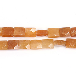 Gemstone Bead - Faceted Thin Rectangle - Approximatedly 11x8mm AVENTURINE-ORANGE