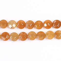 Gemstone Bead - Faceted Thin Round - Approximatedly 10mm AVENTURINE-ORANGE