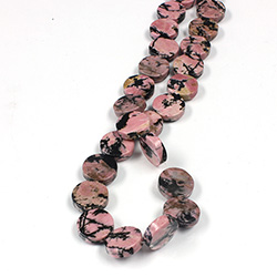 Gemstone Bead - Flat Top Round 16MM RHODONITE