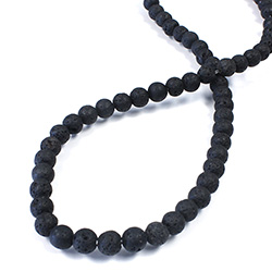 Gemstone Bead - Smooth Round 06MM LAVA ROCK BLACK