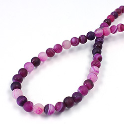 Gemstone Bead - Smooth Round 06MM MATTE AGATE DYED FUCHSIA