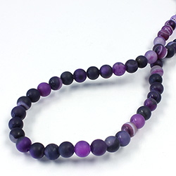 Gemstone Bead - Smooth Round 06MM MATTE AGATE DYED PURPLE