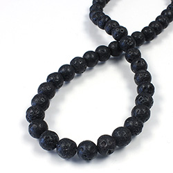 Gemstone Bead - Smooth Round 08MM LAVA ROCK BLACK