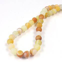 Gemstone Bead - Smooth Round 08MM MATTE AGATE DYED AMBER