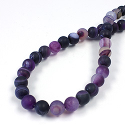 Gemstone Bead - Smooth Round 08MM MATTE AGATE DYED PURPLE