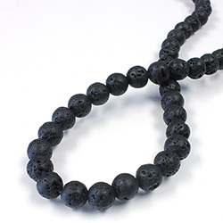 Gemstone Bead - Smooth Round 10MM LAVA ROCK BLACK