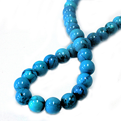 Gemstone Bead - Smooth Round 12MM HOWLITE DYED CHINESE TURQ