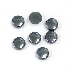 Gemstone Flat Back Single Bevel Buff Top Stone - Round 07MM HEMATITE