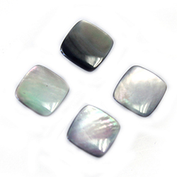 Shellstone Flat Back Buff Top Straight Side Stone - Square Antique 07x7MM BLACK TAHITI PEARL