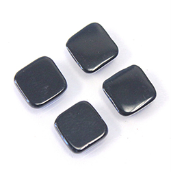 Gemstone Flat Back Buff Top Straight Side Stone - Square Antique 07x7MM BLACK ONYX