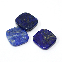 Gemstone Flat Back Buff Top Straight Side Stone - Square Antique 12x12MM LAPIS LAZULI