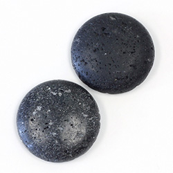 Gemstone Cabochon - Round 25MM LAVA STONE BLACK