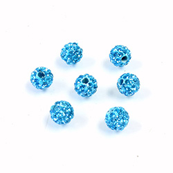 Rhinestone Bead Pave with 1.0MM Hole Metal Base Round 06MM AQUA