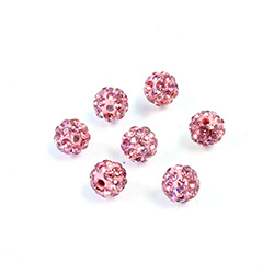 Rhinestone Bead Pave with 1.0MM Hole Metal Base Round 06MM LT ROSE