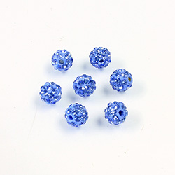 Rhinestone Bead Pave with 1.0MM Hole Metal Base Round 06MM LT SAPPHIRE