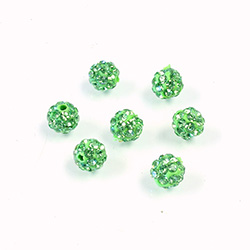 Rhinestone Bead Pave with 1.0MM Hole Metal Base Round 06MM PERIDOT