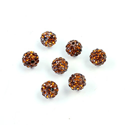 Rhinestone Bead Pave with 1.0MM Hole Metal Base Round 06MM SMOKE TOPAZ