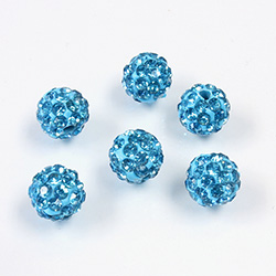 Rhinestone Bead Pave with 1.5MM Hole Metal Base Round 08MM AQUA