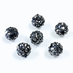 Rhinestone Bead Pave with 1.5MM Hole Metal Base Round 08MM HEMATITE