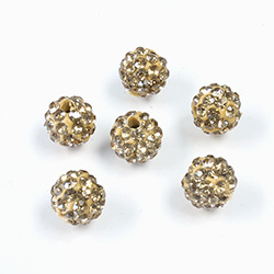 Rhinestone Bead Pave with 1.5MM Hole Metal Base Round 08MM LT COLORADO TOPAZ