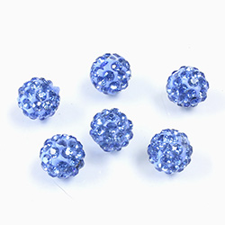 Rhinestone Bead Pave with 1.5MM Hole Metal Base Round 08MM LT SAPPHIRE