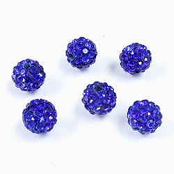 Rhinestone Bead Pave with 1.5MM Hole Metal Base Round 08MM SAPPHIRE