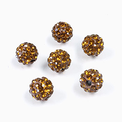 Rhinestone Bead Pave with 1.5MM Hole Metal Base Round 08MM SMOKE TOPAZ