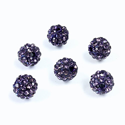 Rhinestone Bead Pave with 1.5MM Hole Metal Base Round 08MM TANZANITE