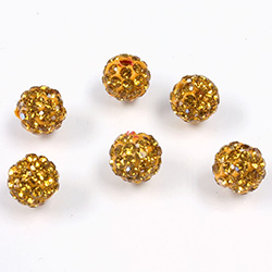 Rhinestone Bead Pave with 1.5MM Hole Metal Base Round 08MM TOPAZ