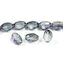 Chinese Cut Crystal Bead - Oval 08x6MM CRYSTAL LT BLUE COATED