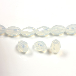 Chinese Cut Crystal Bead - Oval 08x6MM WHITE OPAL