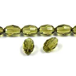 Chinese Cut Crystal Bead - Oval 09x6MM OLIVINE