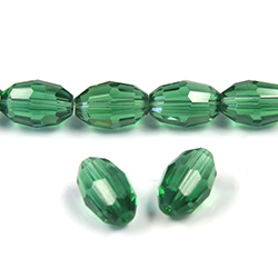 Chinese Cut Crystal Bead - Oval 11x8MM DARK EMERALD